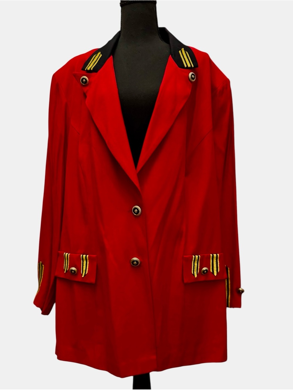 Red Women's Military-Style Blazer Jacket